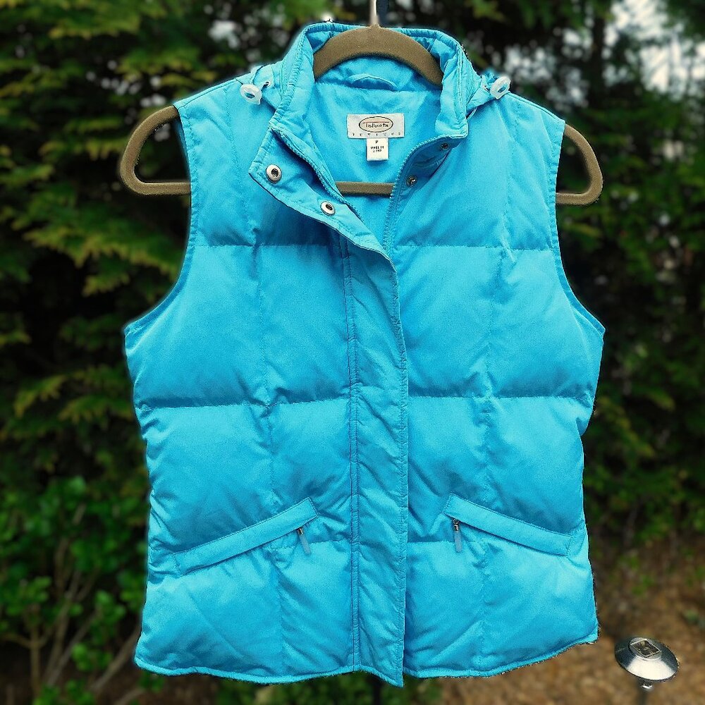 Talbots Petite Goose Down Puffer Vest with Zip Out Hood